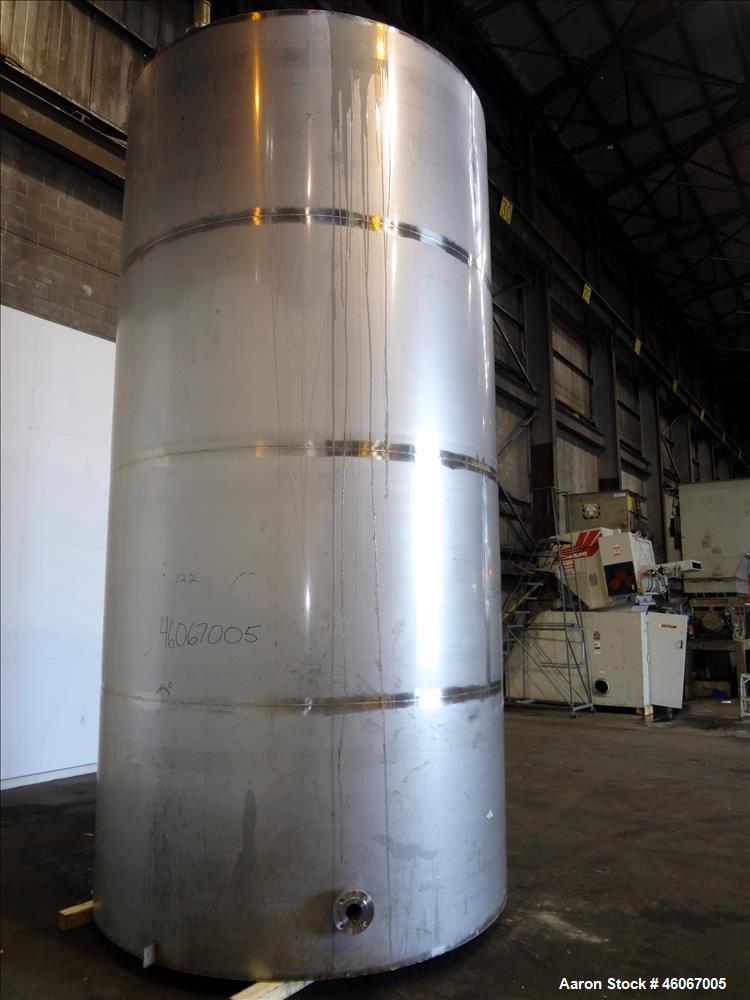 Used Acme Industrial Tank, 6000 Gallon, 304 Stainless Steel, Vertical. Approximate 192" Straight Side x 96" Diameter. Partial cone top, flat bottom. Top openings: 4", (3) 3", 6". Side openings: 24" m...