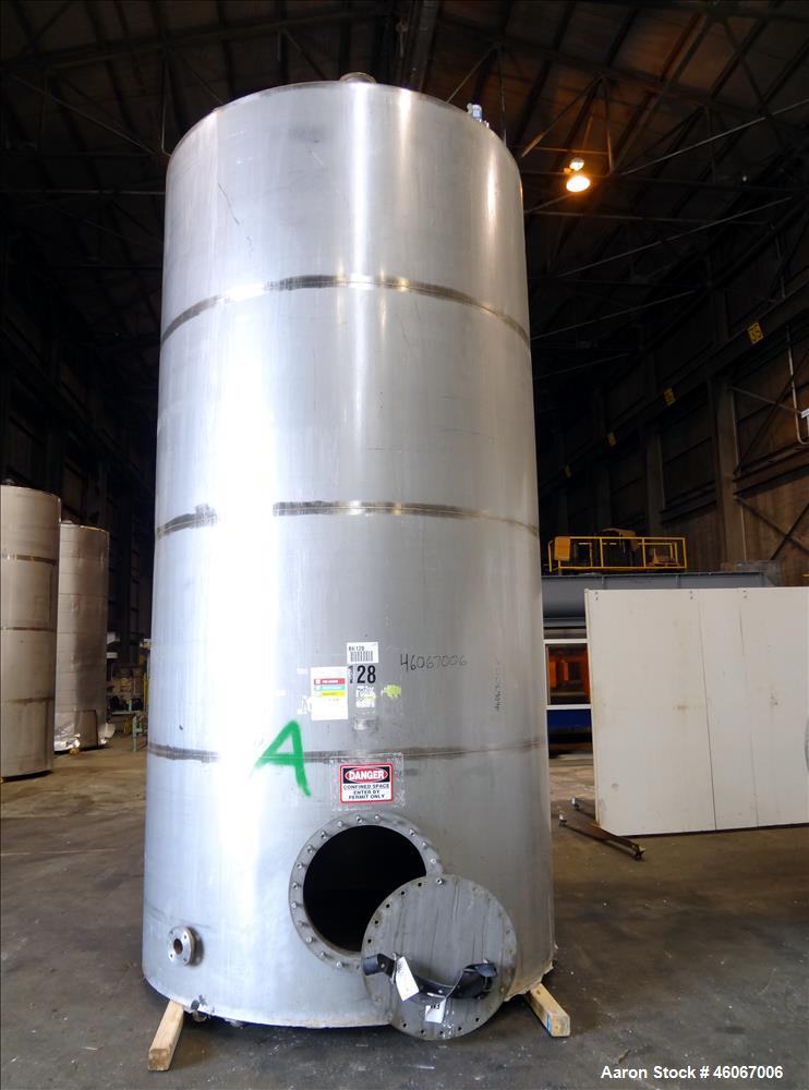 Used Acme Industrial Tank, 6000 Gallon, 304 Stainless Steel, Vertical. Approximate 192" Straight Side x 96" Diameter. Partial cone top, flat bottom. Top openings: 4", (3) 3", 6". Side openings: 24" m...
