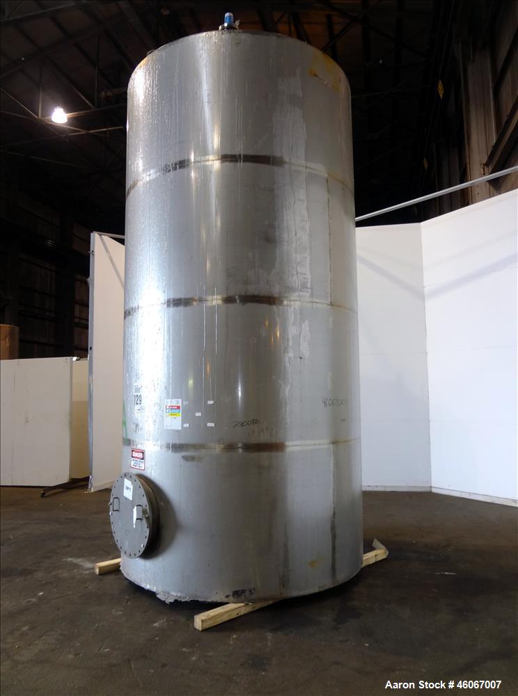 Used Acme Industrial Tank, 6000 Gallon, 304 Stainless Steel, Vertical. Approximate 192" Straight Side x 96" Diameter. Partial cone top, flat bottom. Top openings: 4", (3) 3", 6". Side openings: 24" m...