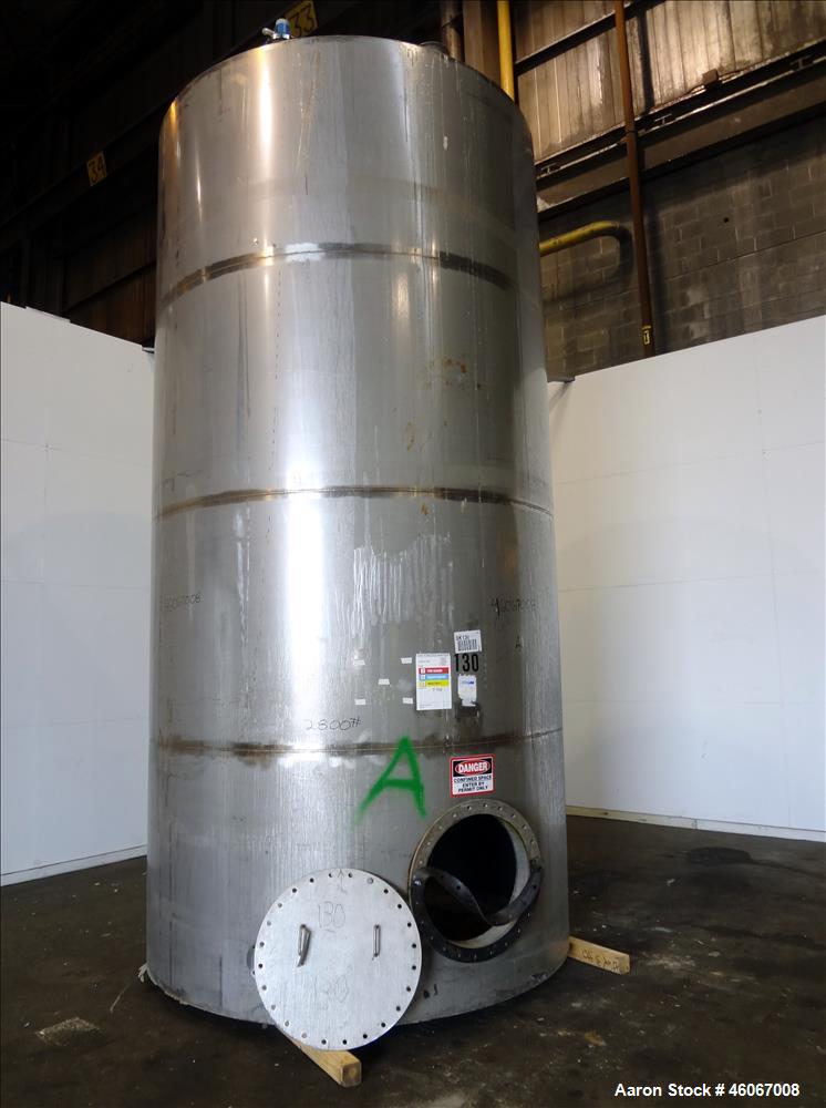 Used Acme Industrial Tank, 6000 Gallon, 304 Stainless Steel, Vertical. Approximate 192" Straight Side x 96" Diameter. Partial cone top, flat bottom. Top openings: 4", (3) 3", 6". Side openings: 24" m...