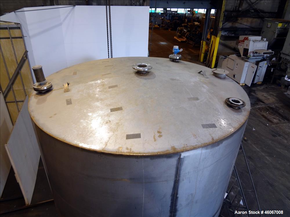 Used Acme Industrial Tank, 6000 Gallon, 304 Stainless Steel, Vertical. Approximate 192" Straight Side x 96" Diameter. Partial cone top, flat bottom. Top openings: 4", (3) 3", 6". Side openings: 24" m...