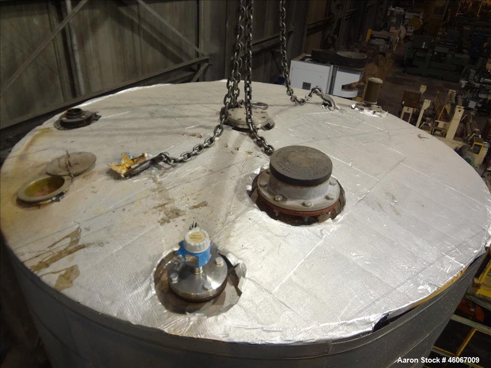 Used Acme Industrial Tank, 6000 Gallon, 304 Stainless Steel, Vertical. Approximate 192" Straight Side x 96" Diameter. Partial cone top, flat bottom. Side openings: 24" man way with cover, (2) 3". Ser...