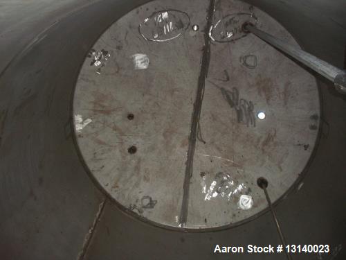 Used Alloy Fabricators Vertical Storage Tank. Approximately 8,000 gallon, 304 stainless steel. 10' diameter x 14'-3" high straight side. Design 3" water (EXT), 6" water (INT) at 140 degrees F. Flat b...