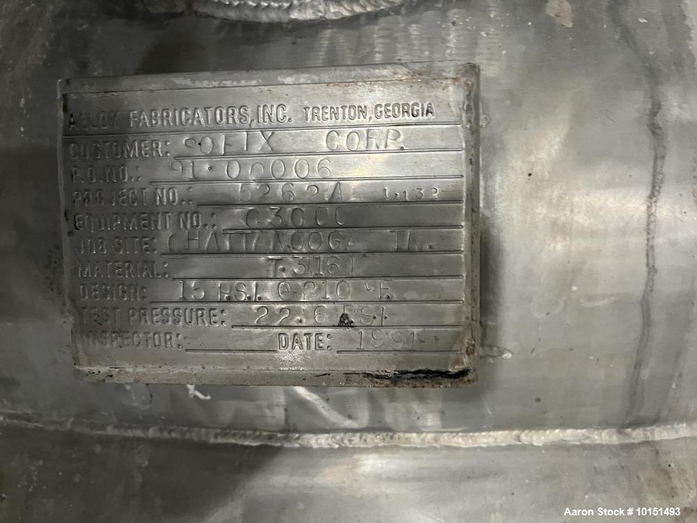 Alloy Fabricatorss Approximately 8,000 Gallon 316L Stainless Steel Jacketed Mix