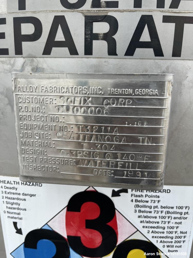 Alloy Fabricators Approximately 7,900 Gallon 304 Stainless Steel Tank