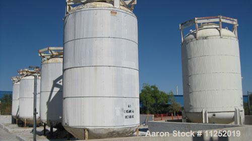 Used Stainless Steel Tank, 10,000 gallon capacity, 316 stainless steel construction. Vertical pressure storage, rated for 100 psi @ 300 deg F, vertical orientation, measures approximately 10 1/2' dia...
