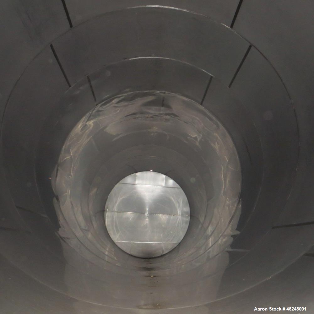 Used American Stainless Steel Products Tank, 37,000 Gallon, Stainless Steel, Horizontal. Approximately 144" diameter x 576" straight side, dished heads. Mounted on saddles. Serial #6016.