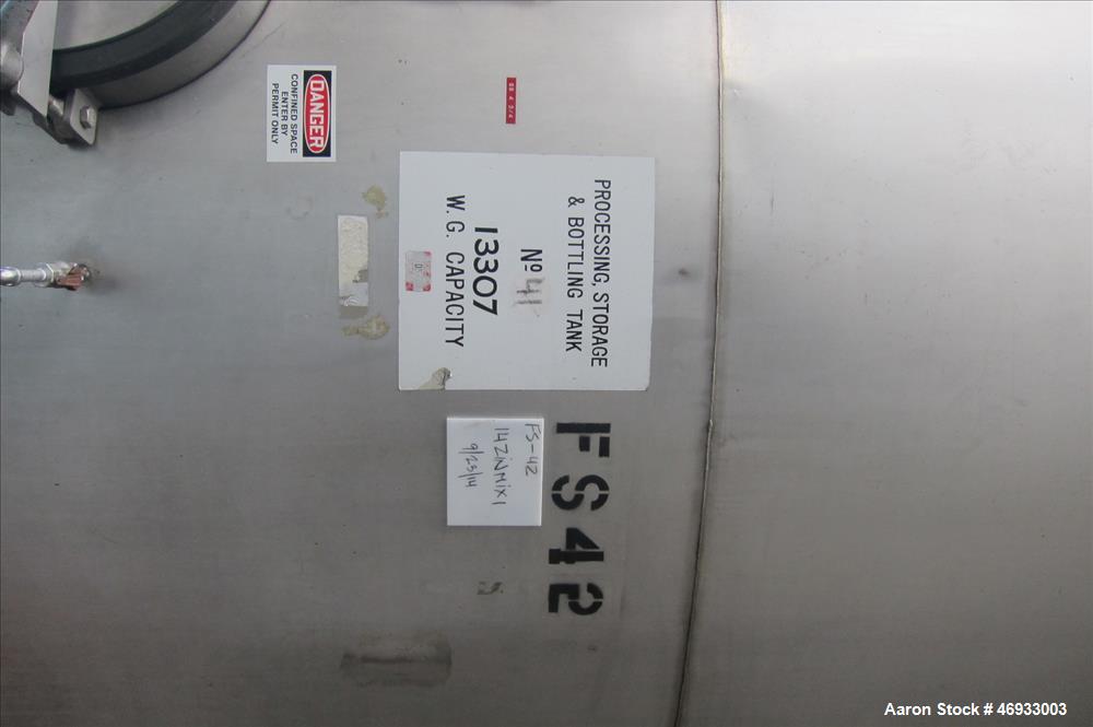 Used Ametek Valley Foundry & Machine Works Food Grade Stainless Steel Storage T