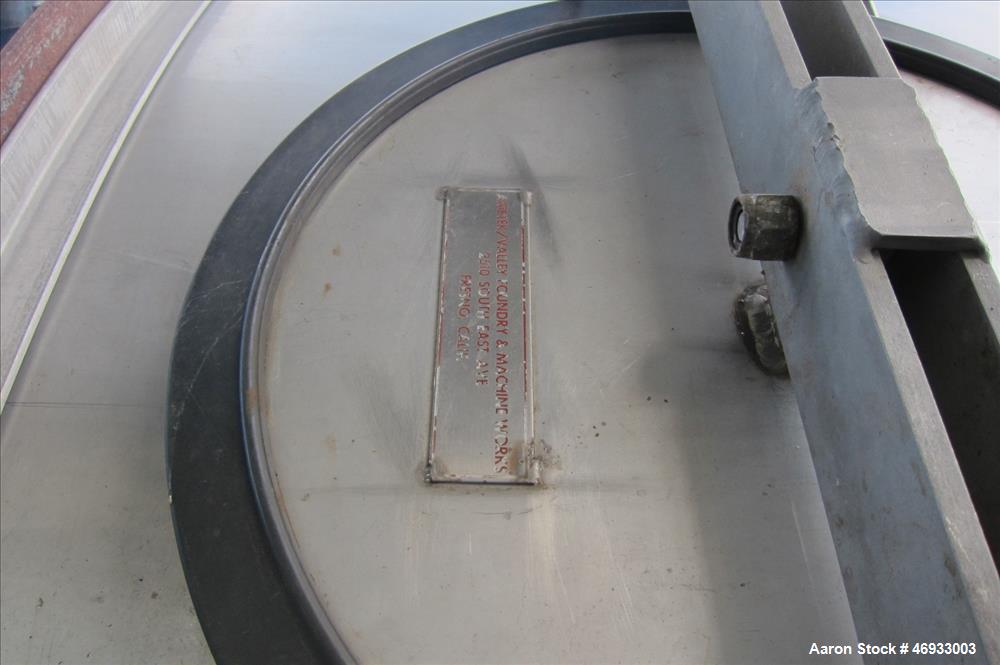 Used Ametek Valley Foundry & Machine Works Food Grade Stainless Steel Storage T