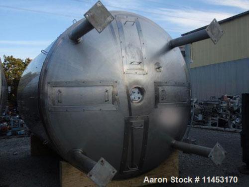 Used-31,000 Liter (8190 Gallon) Apache Storage Tank, 304 stainless steel construction, 120" inner diameter x 149" straight s...