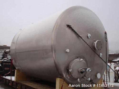 Used-31,000 Liter (8190 Gallon) Apache Storage Tank, 304 stainless steel construction, 120" inner diameter x 149" straight s...