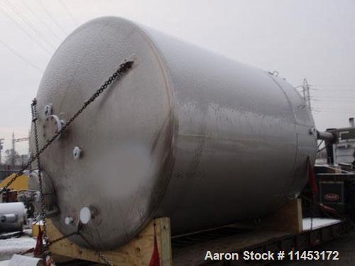 Used-31,000 Liter (8190 Gallon) Apache Storage Tank, 304 stainless steel construction, 120" inner diameter x 149" straight s...