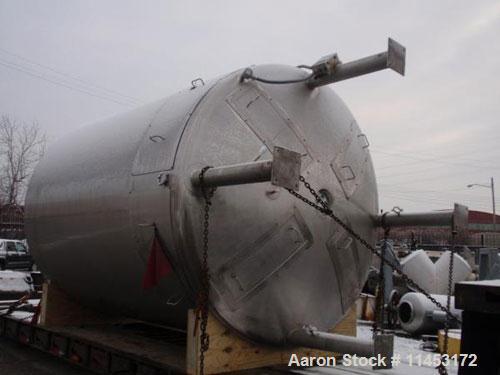 Used-31,000 Liter (8190 Gallon) Apache Storage Tank, 304 stainless steel construction, 120" inner diameter x 149" straight s...