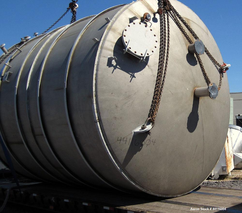 Used Blaw Knox Tank, 11,800 Gallon, 304 Stainless Steel, Vertical. Approximate 144” diameter x 168” straight side, dished top, flat bottom. (1) Turn of internal pipe coil on bottom. Openings top 1” (...