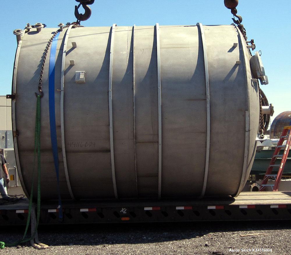 Used Blaw Knox Tank, 11,800 Gallon, 304 Stainless Steel, Vertical. Approximate 144” diameter x 168” straight side, dished top, flat bottom. (1) Turn of internal pipe coil on bottom. Openings top 1” (...