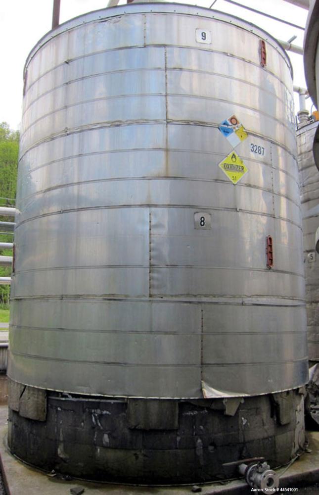 Used- Apache Tank, approximately 12,700 gallons, 304 stainless steel, approximatey 12' diameter x 15' high, vertical. Flat t...