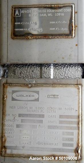 Used Walker Storage Tank, 10,000 Gallon, 304 Stainless Steel