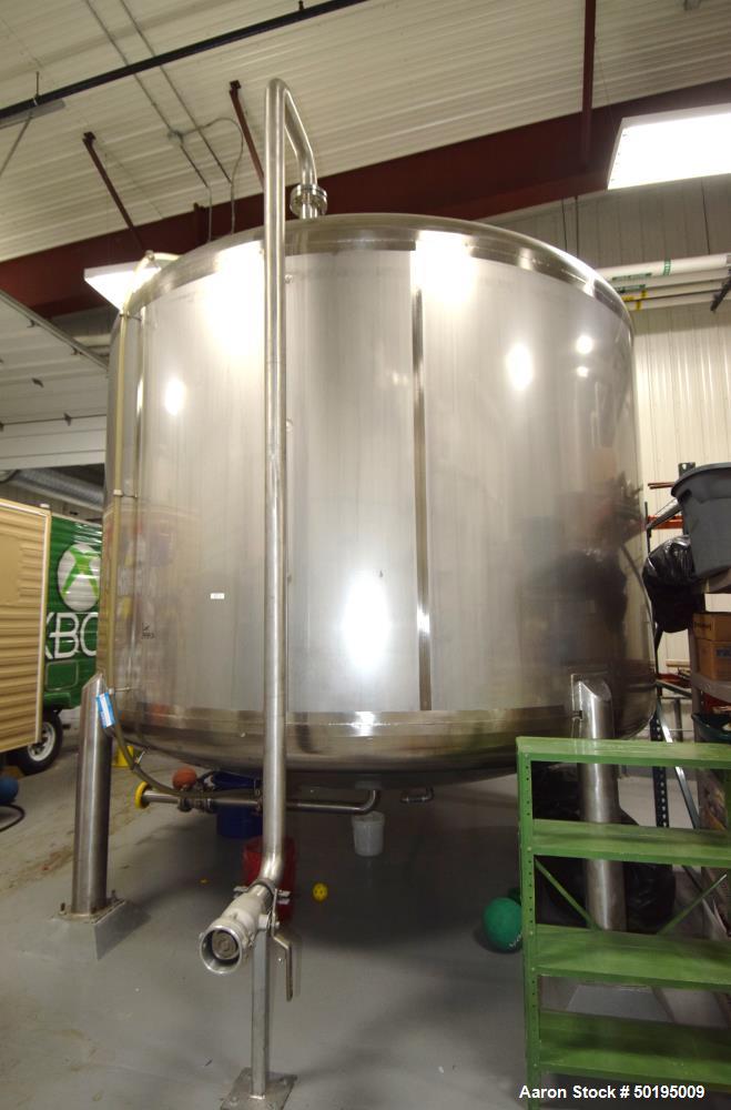 Used Apache Stainless Tank, 7000 Gallon, 316L Stainless Steel, Vertical. 144" Diameter x 84" straight side, dished top & bottom. Internal rated atmospheric at 100 degrees F. Top man way, center botto...