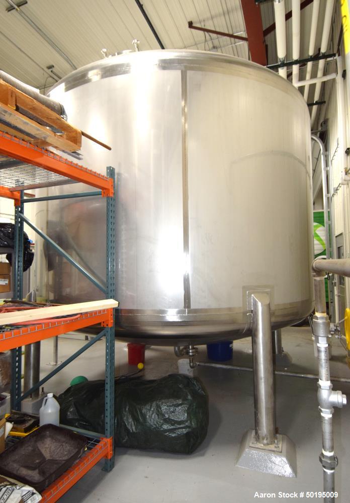 Used Apache Stainless Tank, 7000 Gallon, 316L Stainless Steel, Vertical. 144" Diameter x 84" straight side, dished top & bottom. Internal rated atmospheric at 100 degrees F. Top man way, center botto...