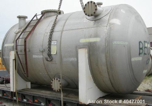 Used Applied Engineering Pressure Tank, 8,100 gallon, 304L stainless steel, horizontal. 9' diameter x 14'2'' long, 2 to 1 elliptical heads. Internal rated 16 psi at 150 deg F. Openings: top 2'', 3'',...