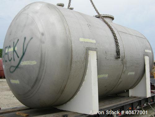Used Applied Engineering Pressure Tank, 8,100 gallon, 304L stainless steel, horizontal. 9' diameter x 14'2'' long, 2 to 1 elliptical heads. Internal rated 16 psi at 150 deg F. Openings: top 2'', 3'',...