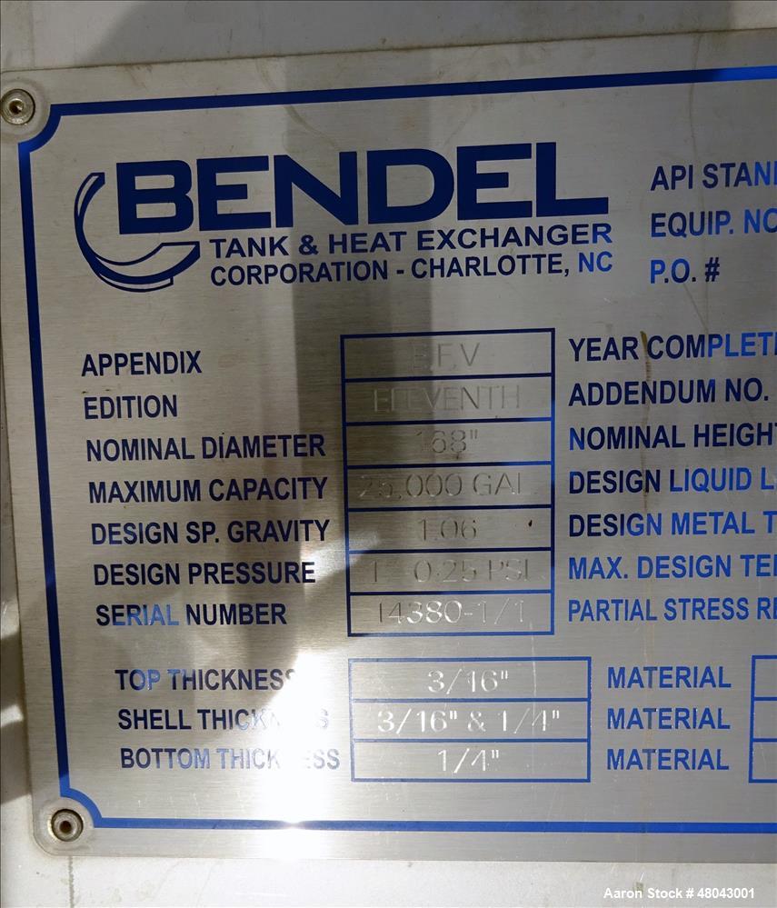 Used Bendel 25,000 Gallon 316L Stainless Steel Vertical Tank