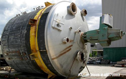 Used Bishopric Products Co. Jacketed Tank, 12,000 Gallon, 304 Stainless Steel, Vertical. 12'6" diameter x 12' straight side. Dish top, coned bottom. Dimple jacket on 7' bottom side wall and bottom co...