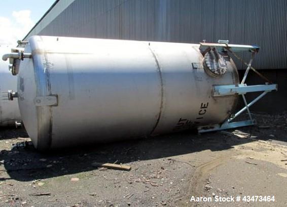 Used Buffalo Pressure Tank, 10,000 Gallon, 304 Stainless Steel, Vertical. Approximate 120" diameter x 188" straight side, dish top and bottom. Internal rated 14 psi at 300 degrees F. Openings top (2)...