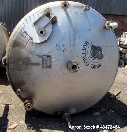 Used Buffalo Pressure Tank, 10,000 Gallon, 304 Stainless Steel, Vertical. Approximate 120" diameter x 188" straight side, dish top and bottom. Internal rated 14 psi at 300 degrees F. Openings top (2)...