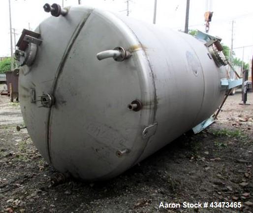 Used Buffalo Pressure Tank, 10,000 Gallon, 304 Stainless Steel, Vertical. Approximate 120" diameter x 188" straight side, dish top & bottom. Internal rated 14 psi at 300 degrees F. Openings top (2) 1...