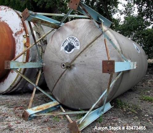 Used Buffalo Pressure Tank, 10,000 Gallon, 304 Stainless Steel, Vertical. Approximate 120" diameter x 188" straight side, dish top & bottom. Internal rated 14 psi at 300 degrees F. Openings top (2) 1...