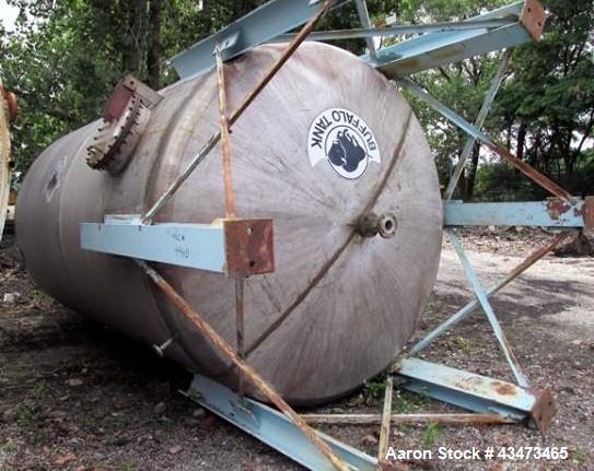Used Buffalo Pressure Tank, 10,000 Gallon, 304 Stainless Steel, Vertical. Approximate 120" diameter x 188" straight side, dish top & bottom. Internal rated 14 psi at 300 degrees F. Openings top (2) 1...