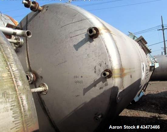 Used Buffalo Pressure Tank, 10,000 Gallon, 304 Stainless Steel, Vertical. Approximate 120" diameter x 188" straight side, dish top & bottom. Internal rated 14 psi at 300 degrees F. Openings top (2) 1...