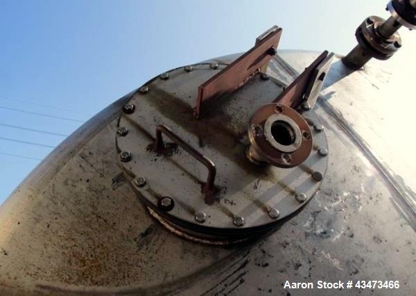 Used Buffalo Pressure Tank, 10,000 Gallon, 304 Stainless Steel, Vertical. Approximate 120" diameter x 188" straight side, dish top & bottom. Internal rated 14 psi at 300 degrees F. Openings top (2) 1...