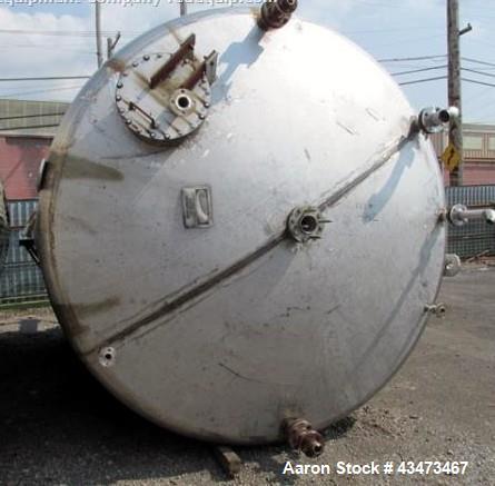 Used Buffalo Pressure Tank, 10,000 Gallon, 304 Stainless Steel, Vertical. Approximate 120" diameter x 188" straight side, dish top & bottom. Internal rated 14 psi at 300 degrees F. Openings top (2) 1...