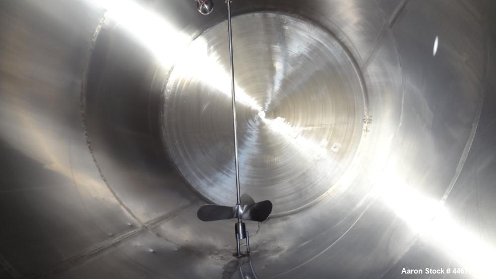 Used C.E. Howard Storage Tank, 5000 Gallon, Style 477-A, 304 Stainless Steel, Horizontal. Approximately 96" diameter x 150" straight side, dished heads. Insulated with carbon steel sheathing. Top ent...