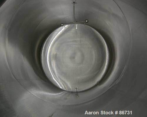 USED: C E Howard tank, 10,000 gallon, 304 stainless steel, horizontal. 110" diameter x 245" straight side, dished heads. Approximately 1/2 of bottom channel jacketed. 4 spray balls. 21" x 18" oval en...