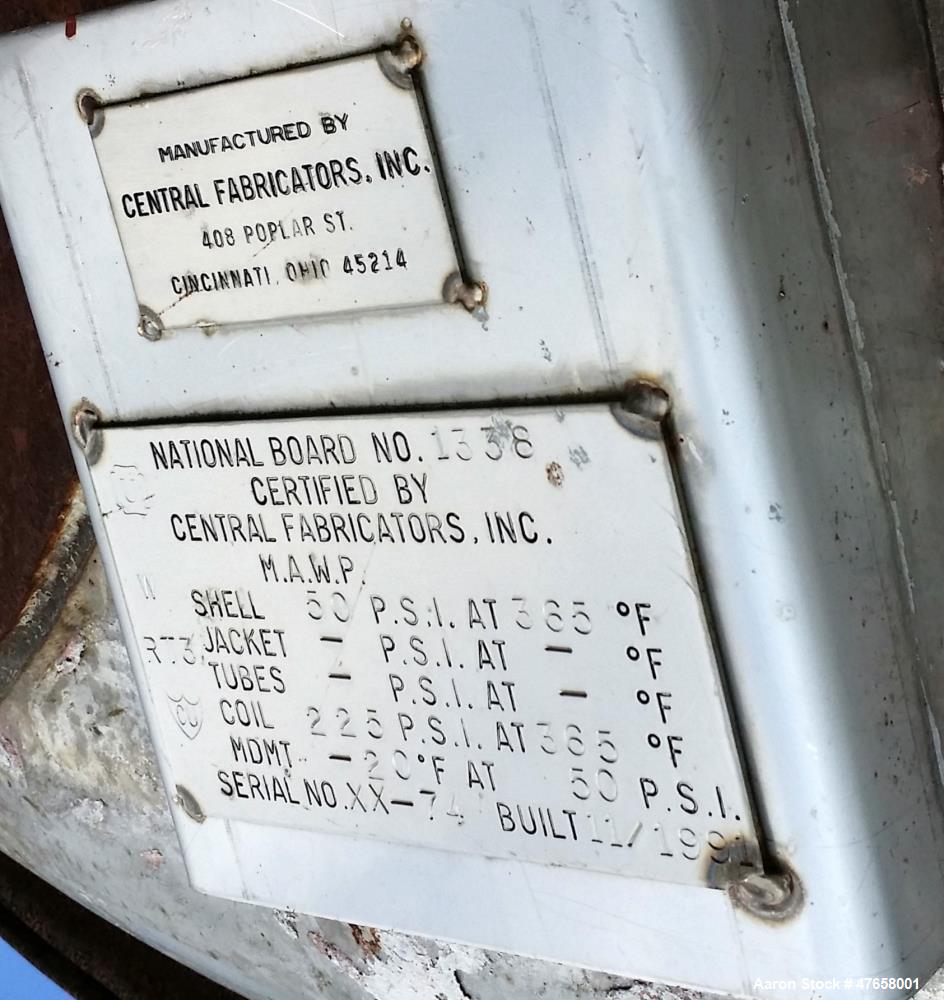 Used Central Fabricators Approximately 8,200 Gallon Tank.