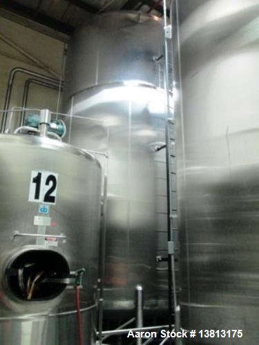 Used Cherry Burrell 9,000 Gallon Side Agitated Mixing Tank, Model 9000 CV. Dome top / bottom, spray ball, side manway, side agitation, bottom discharge. 17' straight wall, 20' overall height, 9' 4" d...