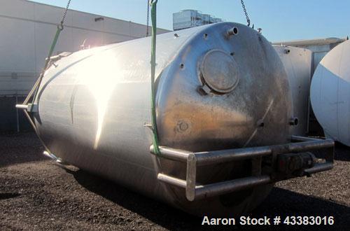 Used Cherry Burrell 5000 Gallon 304 Stainless Steel Mix Tank. Type CV. Approx. 8' Diameter x 12' 6"Straight Side. Dished Heads. Side 16" X 20" Oval Manway with Cover. Top Manway with Cover. Top Mount...