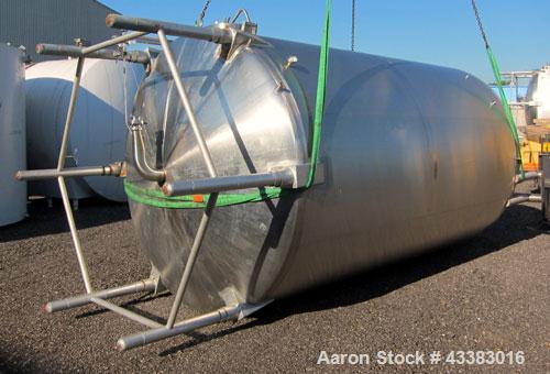 Used Cherry Burrell 5000 Gallon 304 Stainless Steel Mix Tank. Type CV. Approx. 8' Diameter x 12' 6"Straight Side. Dished Heads. Side 16" X 20" Oval Manway with Cover. Top Manway with Cover. Top Mount...