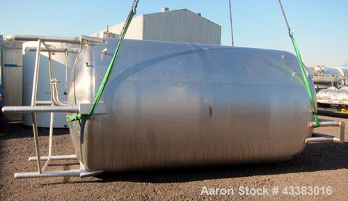 Used Cherry Burrell 5000 Gallon 304 Stainless Steel Mix Tank. Type CV. Approx. 8' Diameter x 12' 6"Straight Side. Dished Heads. Side 16" X 20" Oval Manway with Cover. Top Manway with Cover. Top Mount...