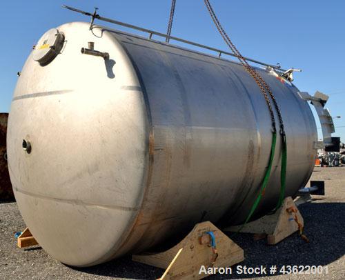 Used Cherry-Burrell Type C Tank, 10,000 Gallon, 304 Stainless Steel, Vertical. 126” Diameter x 172” straight side, dished top and bottom. Bottom side entering agitator with a 3 blade prop, driven by ...