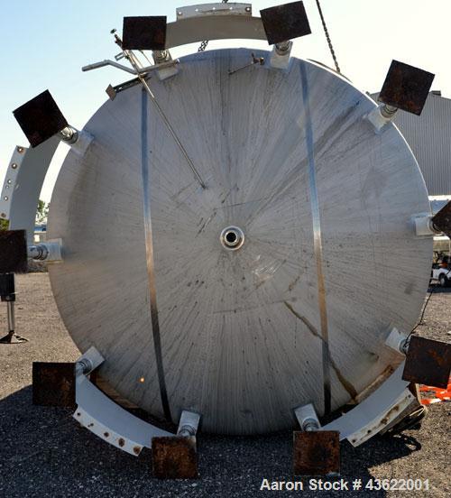 Used Cherry-Burrell Type C Tank, 10,000 Gallon, 304 Stainless Steel, Vertical. 126” Diameter x 172” straight side, dished top and bottom. Bottom side entering agitator with a 3 blade prop, driven by ...