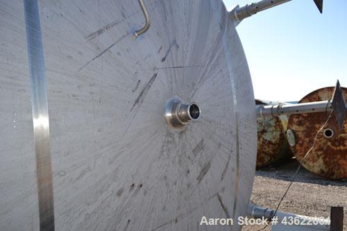 Used Cherry-Burrell Type C Tank, 10,000 Gallon, 304 Stainless Steel, Vertical. 126” Diameter x 172” straight side, dished top and bottom. Bottom side entering agitator with a 3 blade prop, driven by ...