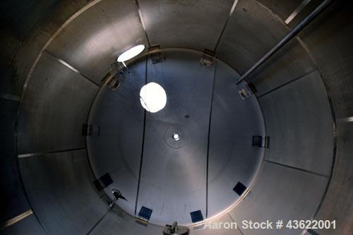 Used Cherry-Burrell Type C Tank, 10,000 Gallon, 304 Stainless Steel, Vertical. 126” Diameter x 172” straight side, dished top and bottom. Bottom side entering agitator with a 3 blade prop, driven by ...