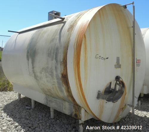 Used Cherry-Burrell Cold Wall Tank, 5000 Gallon, Model E, 304 Stainless Steel, Horizontal. 96" Diameter x 144" straight side, dished heads. Insulated with carbon steel sheathing. Approximate 102" x 7...