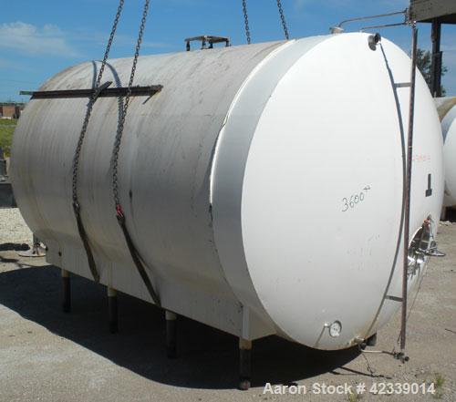 Used- Cherry-Burrell Cold Wall Tank, 5000 Gallon, Model E, 304 Stainless Steel, Horizontal. 96" Diameter x 144" straight sid...