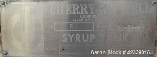Used Cherry-Burrell Cold Wall Tank, 5000 Gallon, Model E, 304 Stainless Steel, Horizontal. 96" Diameter x 144" straight side, dished heads. Insulated with carbon steel sheathing. Approximate 102" x 7...
