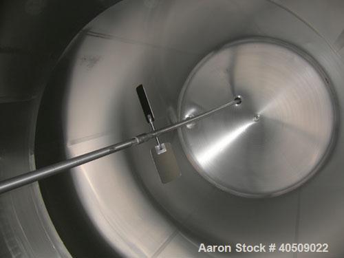 Used Cherry Burrell Silo Tank, 5,000 Gallon, Model SVW, 304 Stainless Steel, Vertical. 84" diameter x 213" straight side, dished top, sloped bottom. Partial sidewall cold jacket, 40 square feet, rate...